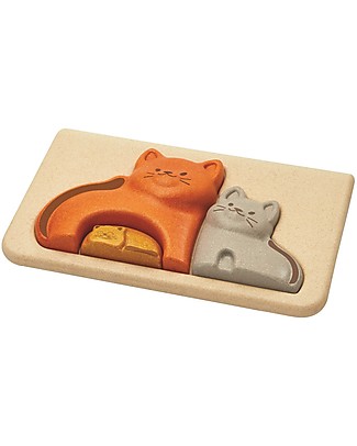 PlanToys Puzzle Baby Gattino in Legno, 3 pezzi - Eco-friendly e divertente! Puzzle