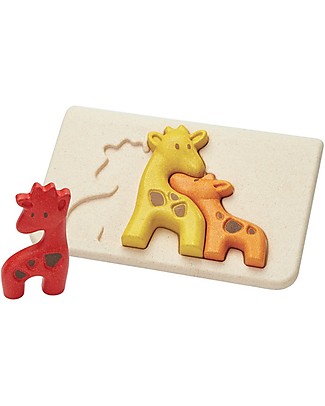 PlanToys Puzzle Baby Giraffe in Legno, 3 pezzi - Eco-friendly e divertente! Puzzle