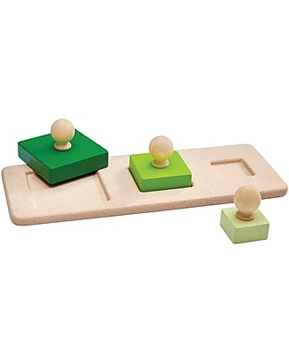 PlanToys Puzzle Baby Quadrati in Legno, 3 pezzi - Insegna le Forme! Puzzle