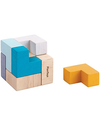 PlanToys Puzzle in Legno 3D - Risolvi il Cubo! Mattoncini da costruzione