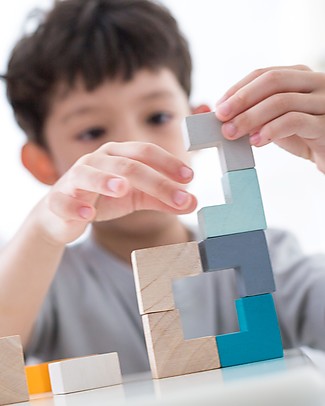 PlanToys Puzzle in Legno 3D - Risolvi il Cubo! Mattoncini da costruzione