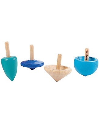 PlanToys Quattro Trottole in Legno - Divertenti ed Eco-Friendly Giochi Creativi