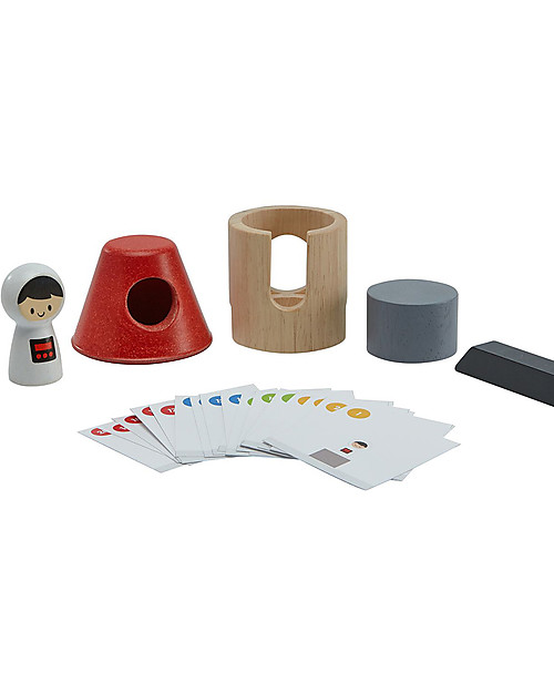 PlanToys Razzo Spaziale in Legno - con Figure da Abbinare Correttamente Macchine e Trenini  in Legno