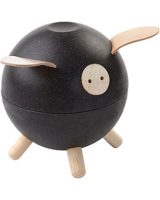PlanToys Salvadanaio in Legno Maialino Nero Salvadanai