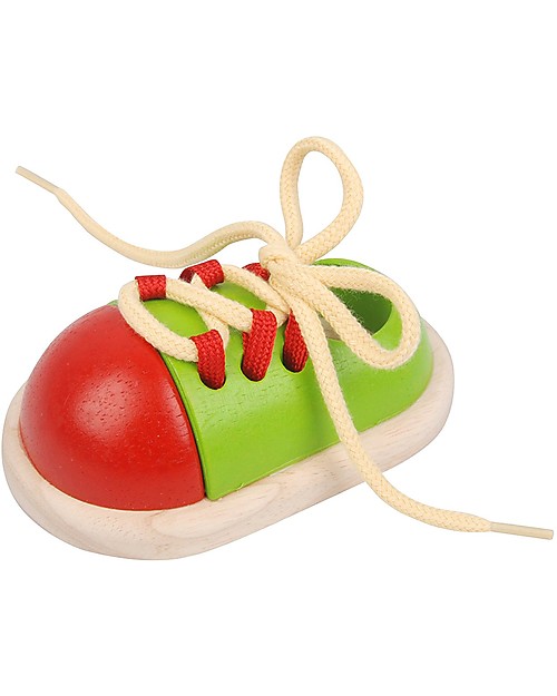 PlanToys Scarpa Giocattolo in Legno - Insegna ad Allacciare le Scarpe Giochi Montessoriani