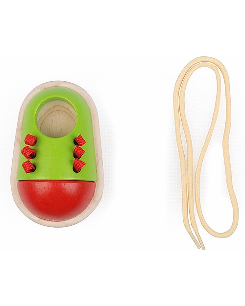 PlanToys Scarpa Giocattolo in Legno - Insegna ad Allacciare le Scarpe Giochi Montessoriani