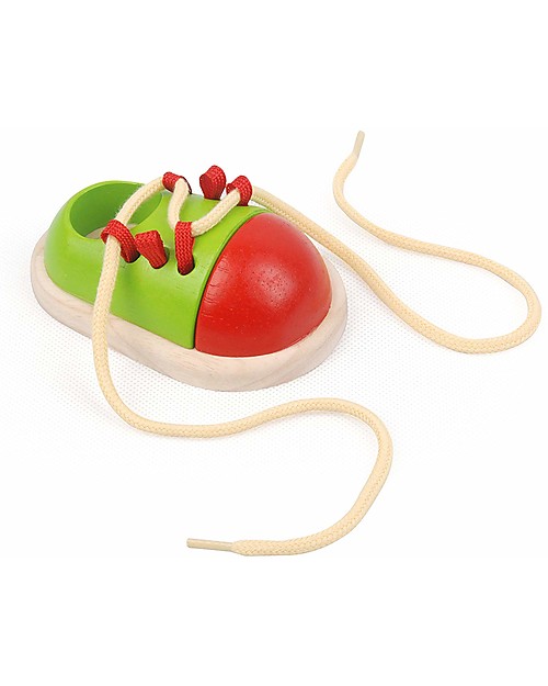 PlanToys Scarpa Giocattolo in Legno - Insegna ad Allacciare le Scarpe Giochi Montessoriani