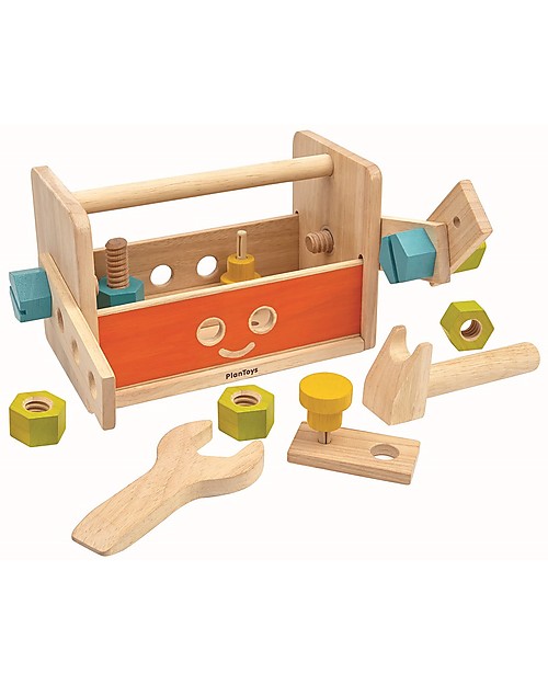 PlanToys Set Attrezzi in Legno Robot Tool Box - Diventa un robot! Attrezzi in Legno