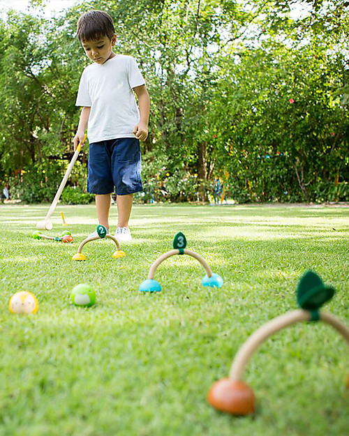 PlanToys Set del Croquet per Bambini - Divertimento per 2 Giocatori! Giochi da Esterno_