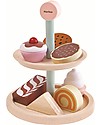 PlanToys Set di Alzatina con Dolci in Legno - Incoraggia la collaborazione Cibo Giocattolo