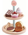 PlanToys Set di Alzatina con Dolci in Legno - Incoraggia la collaborazione Cibo Giocattolo
