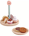 PlanToys Set di Alzatina con Dolci in Legno - Incoraggia la collaborazione Cibo Giocattolo