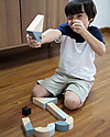 PlanToys Set di Blocchi in Legno - 14 Pezzi di Forme Inusuali Costruzioni in Legno