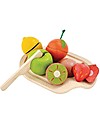 PlanToys Set di Frutta Assortita in Legno - Ecologico e Divertente! Cibo Giocattolo