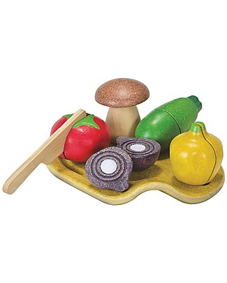 PlanToys Set di Verdura Assortita in Legno - Ecologico e Divertente! Giochi Per Inventare Storie