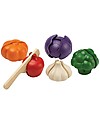 PlanToys Set di Verdura Colorata in Legno - Ecologico e Divertente! Cibo Giocattolo