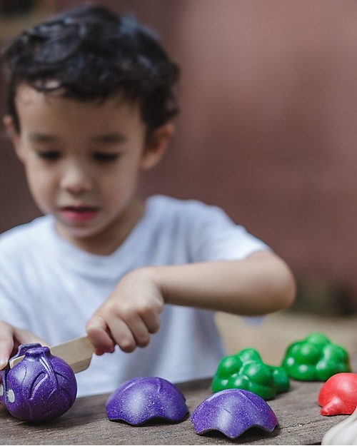PlanToys Set di Verdura Colorata in Legno - Ecologico e Divertente! Cibo Giocattolo