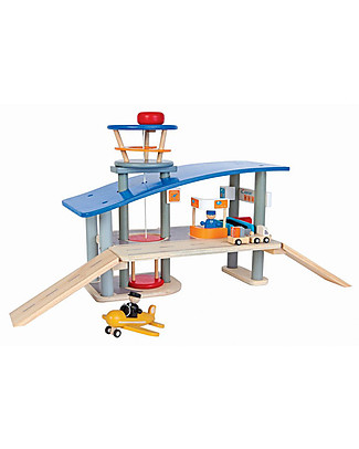 PlanToys Set Gioco in Legno Aeroporto - Diverte e stimola la fantasia! Macchine e Trenini in Legno