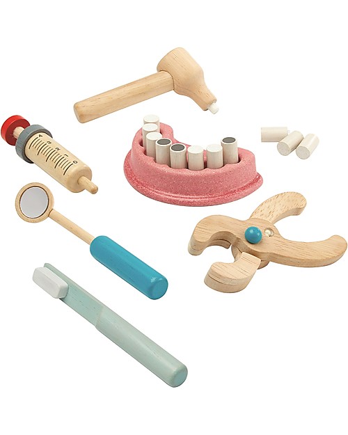 PlanToys Set Gioco in Legno Borsa del Dentista Far finta di