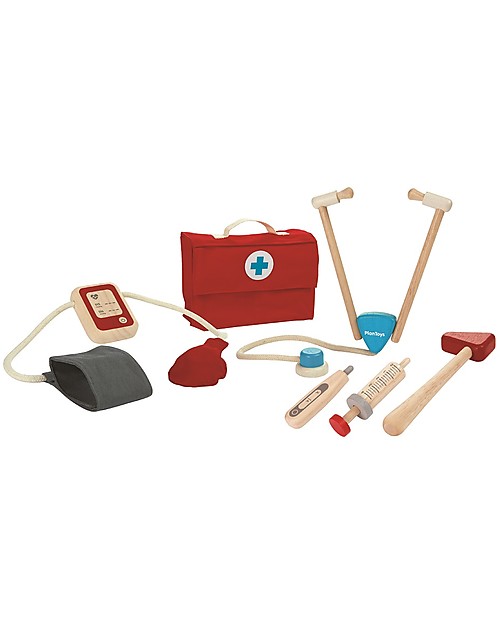 PlanToys Set Gioco in Legno Borsa del Dottore Far finta di
