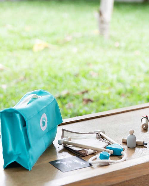PlanToys Set Gioco in Legno Borsa del Veterinario Far finta di