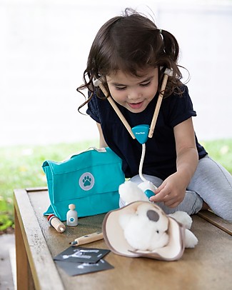 PlanToys Set Gioco in Legno Borsa del Veterinario Giochi Per Inventare Storie