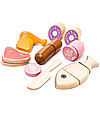 PlanToys Set Gioco in Legno Carne e Pesce - Ecologico e Divertente! Cibo Giocattolo