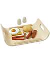 PlanToys Set Gioco in Legno Colazione all'Inglese con Vassoio - Diverte ed educa! Cibo Giocattolo
