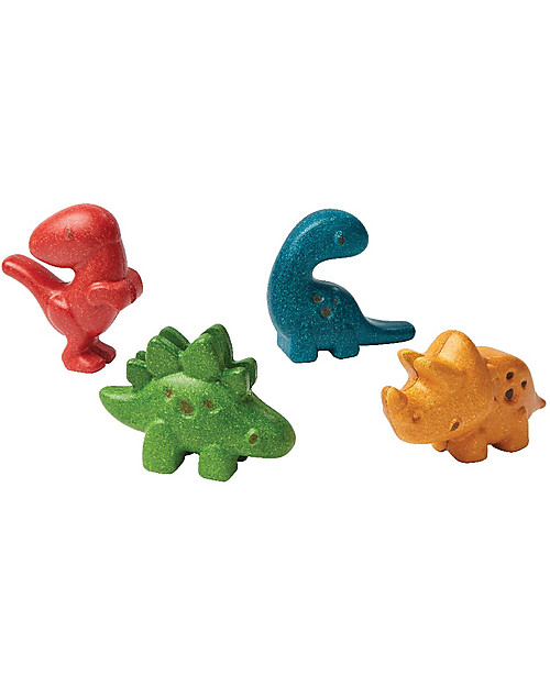 PlanToys Set Gioco in Legno Dinosauri - Dai 12 mesi - Divertente ed ecologico! Animali in Legno