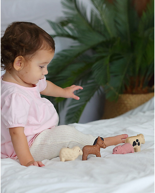 PlanToys Set Gioco in Legno Fattoria - Dai 12 mesi - Divertente ed ecologico! Animali in Legno