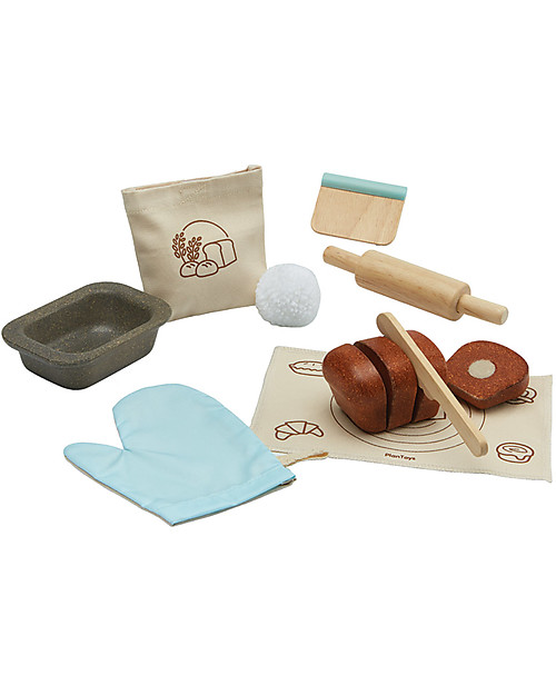 PlanToys Set Gioco in Legno Panettiere - Divertente ed ecologico! Cibo Giocattolo