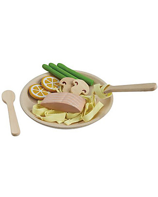 PlanToys Set Gioco in Legno Pasta - Diverte ed educa! Cucine Giocattolo e Cibo Finto
