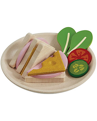 PlanToys Set Gioco in Legno Sandwich - Diverte ed educa! Cucine Giocattolo e Cibo Finto