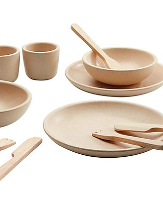 PlanToys Set Gioco in Legno Servizio da Tavola - Diverte ed educa! Cucine Giocattolo