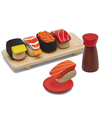 PlanToys Set Gioco in Legno Sushi - Divertente ed ecologico! Cucine Giocattolo e Cibo Finto