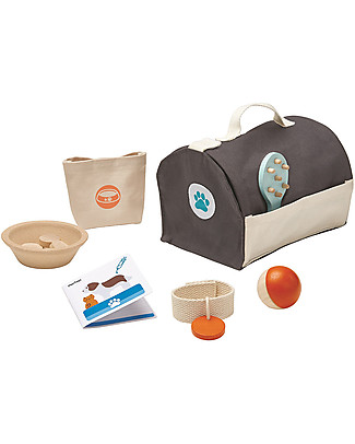 PlanToys Set Gioco in Legno Trasportino con Accessori Animale Giochi Per Inventare Storie