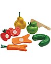 PlanToys Set Imperfetto di Frutta & Verdure in Legno - Insegna a Ridurre lo Spreco del Cibo Cibo Giocattolo