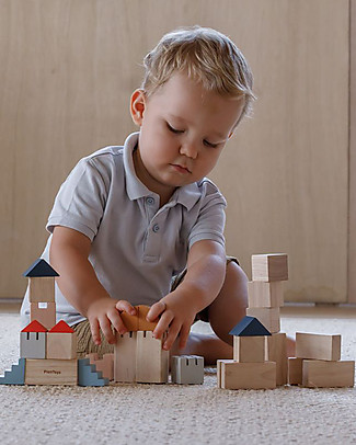 PlanToys Set Mattoncini in Legno - 30 Pezzi - Stimola la Creatività Costruzioni in Legno