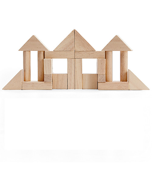 PlanToys Set Mattoncini in Legno - Natural - Comprende 40 pezzi Costruzioni in Legno