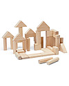 PlanToys Set Mattoncini in Legno - Natural - Comprende 40 pezzi Costruzioni in Legno