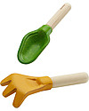 PlanToys Set per il Giardinaggio - Paletta + Rastrello + Vaso + Annaffiatoio Giochi da Giardinaggio