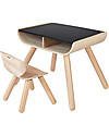 PlanToys Set Scrivania Tavolo + Sedia Bimbi in Legno, Nero, 3-6 anni - Design ed ecologia! Sedie