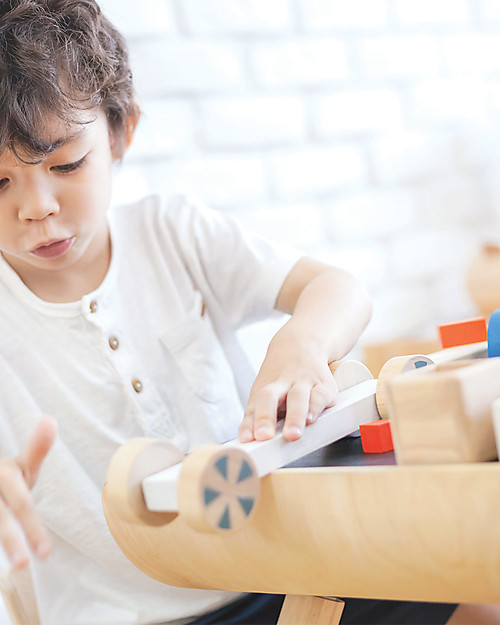 PlanToys Set Scrivania Tavolo + Sedia Bimbi in Legno, Nero, 3-6 anni - Design ed ecologia! Sedie