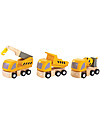 PlanToys Set Veicoli in Legno: Gru, Autocarro e Betoniera Macchine e Trenini  in Legno