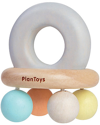 PlanToys Sonaglio in Legno con Campanelline - Anello Grigio - Ecologico Sonagli di Legno