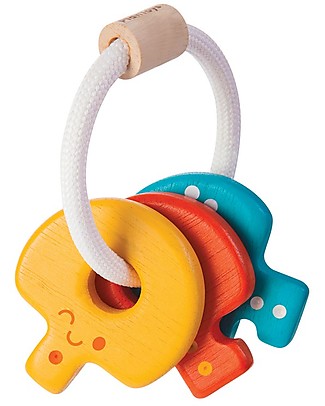 PlanToys Sonaglio Portachiavi in Legno con Chiavi Colorate - Ecologico Sonagli di Legno
