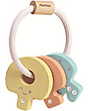 PlanToys Sonaglio Portachiavi in Legno con Tre Chiavi colorate - Ecologico Sonagli di Legno