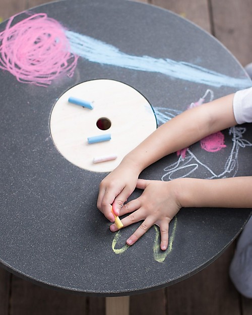 PlanToys Tavolo Lavagna Rotondo per Bimbi, 3-6 anni - Design ed ecologia! Tavoli