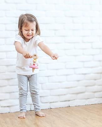 PlanToys Trottola in Legno Ballet Top - Fai danzare la ballerina! Giochi da Tirare e Spingere