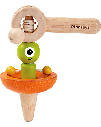 PlanToys Trottola Spaziale in Legno - Eco-friendly, divertente, educativo! Giochi Di Una Volta